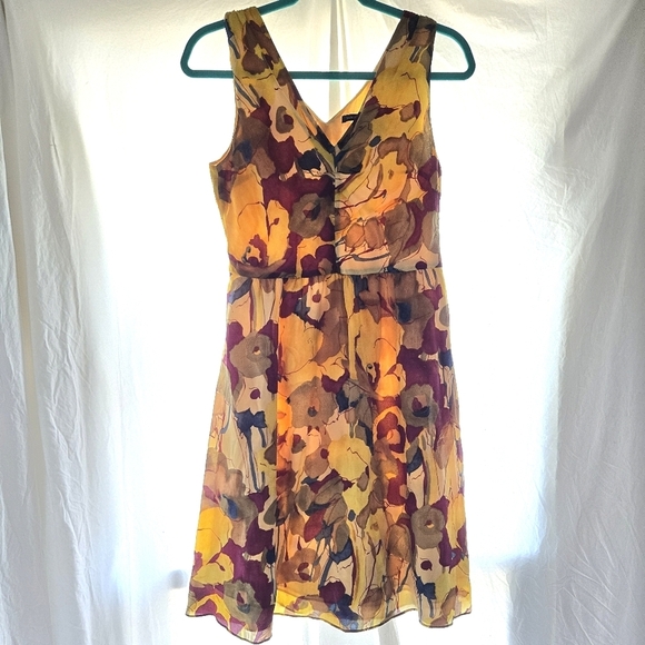Silk Floral Watercolor BR Dress EUC - Picture 1 of 11